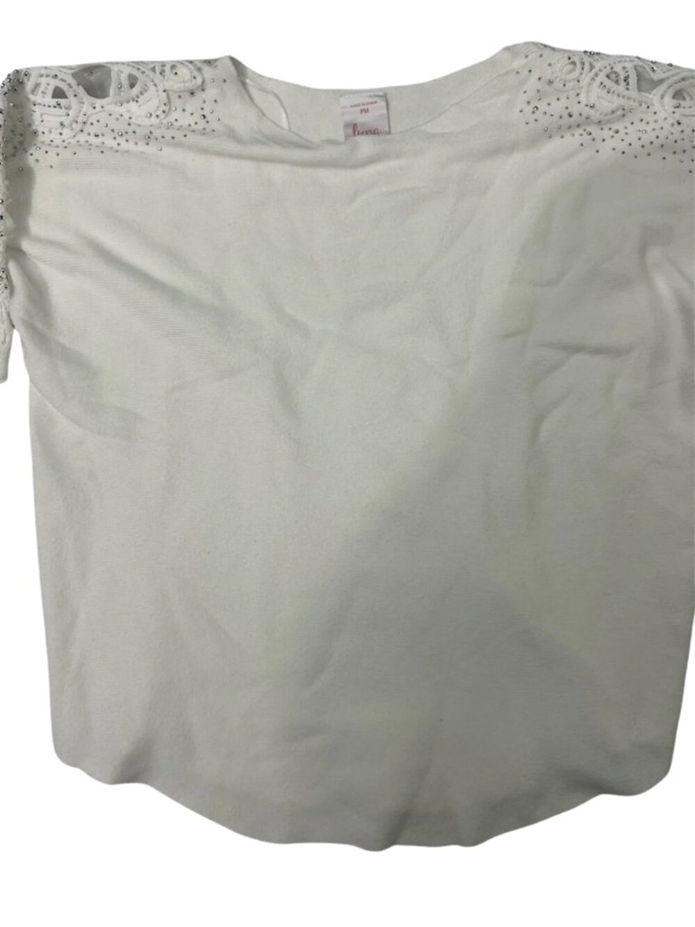 Luna White Embellished Shoulder Sweater